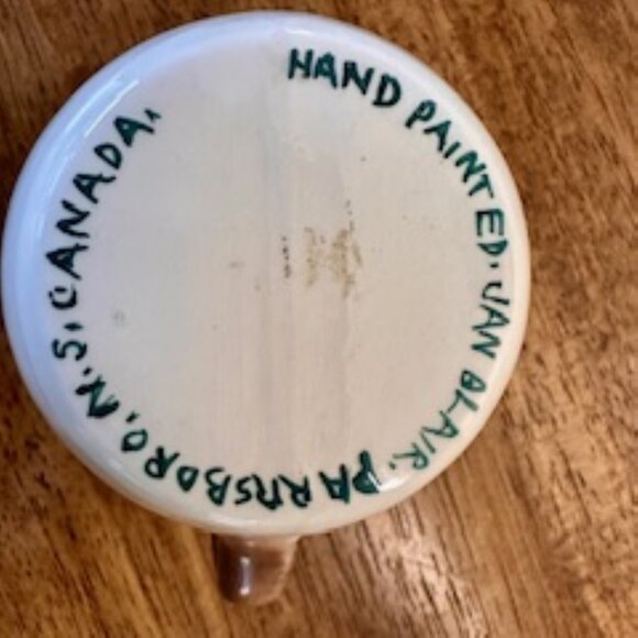 Jan Blair Canadian Pottery Pitcher Signed Hand Painted Ship Vintage Maritime - Picture 7 of 7